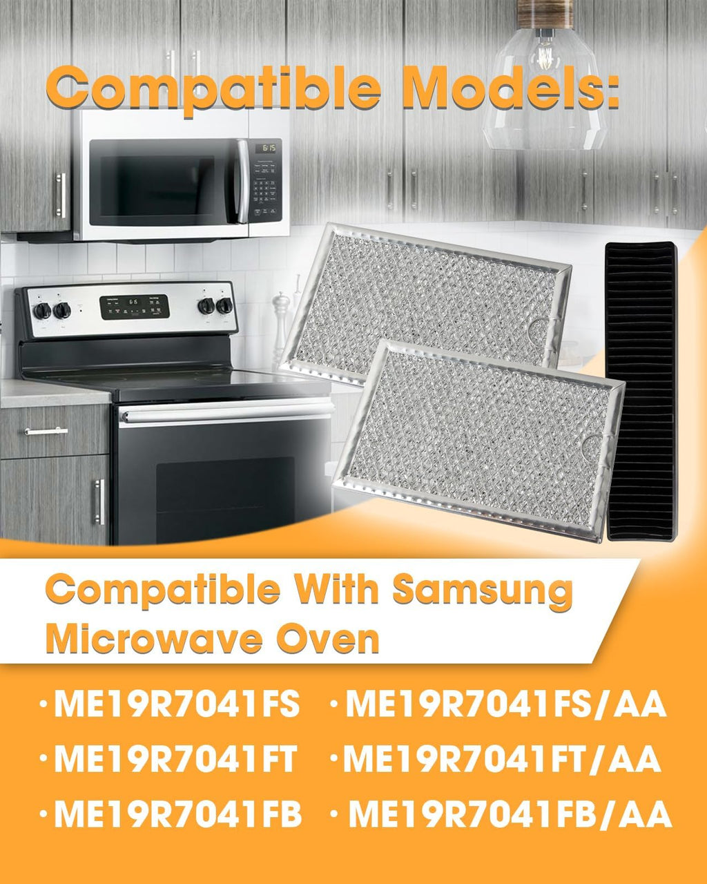 3 Pcs Microwave Oven Grease & Charcoal Filter Set Compatible with GE