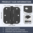 3.5" 304 Thickened Stainless Steel Door Hinges XINSheng 3 Pack(Black)