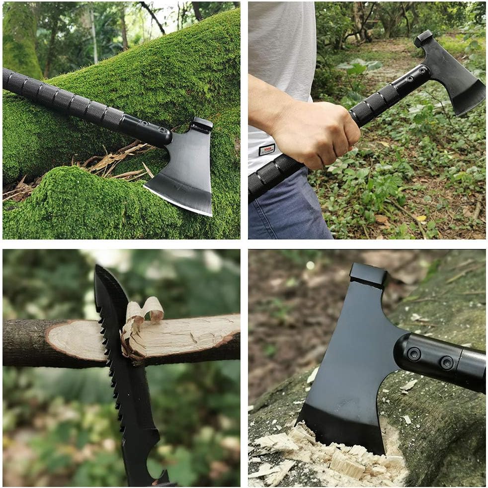 Camping Axe, Folding Survival Hatchet Axe Tactical Axe for Outdoor | Black Camp Axe Tactical Tomahawk Survival Axe