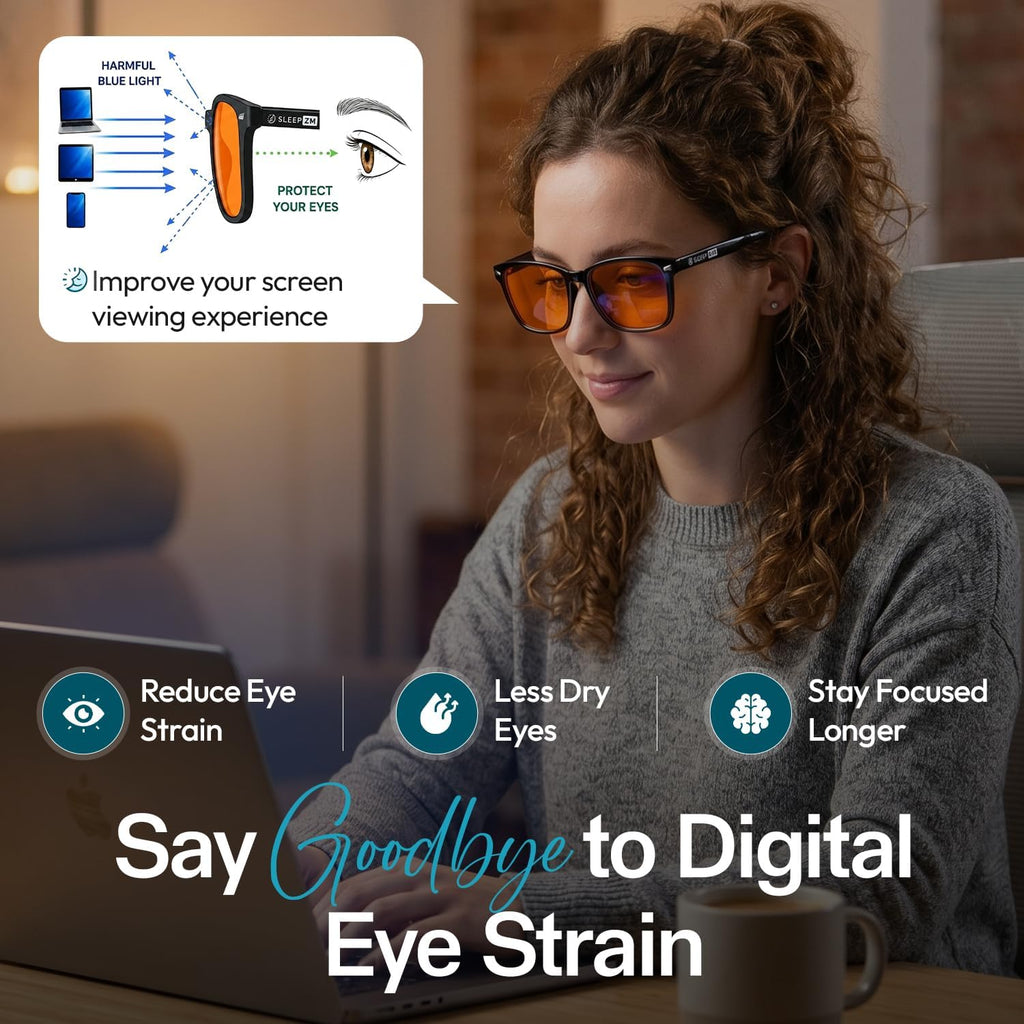 Blue Light Blocking & Light Sensitivity Glasses with 14 Lens Types