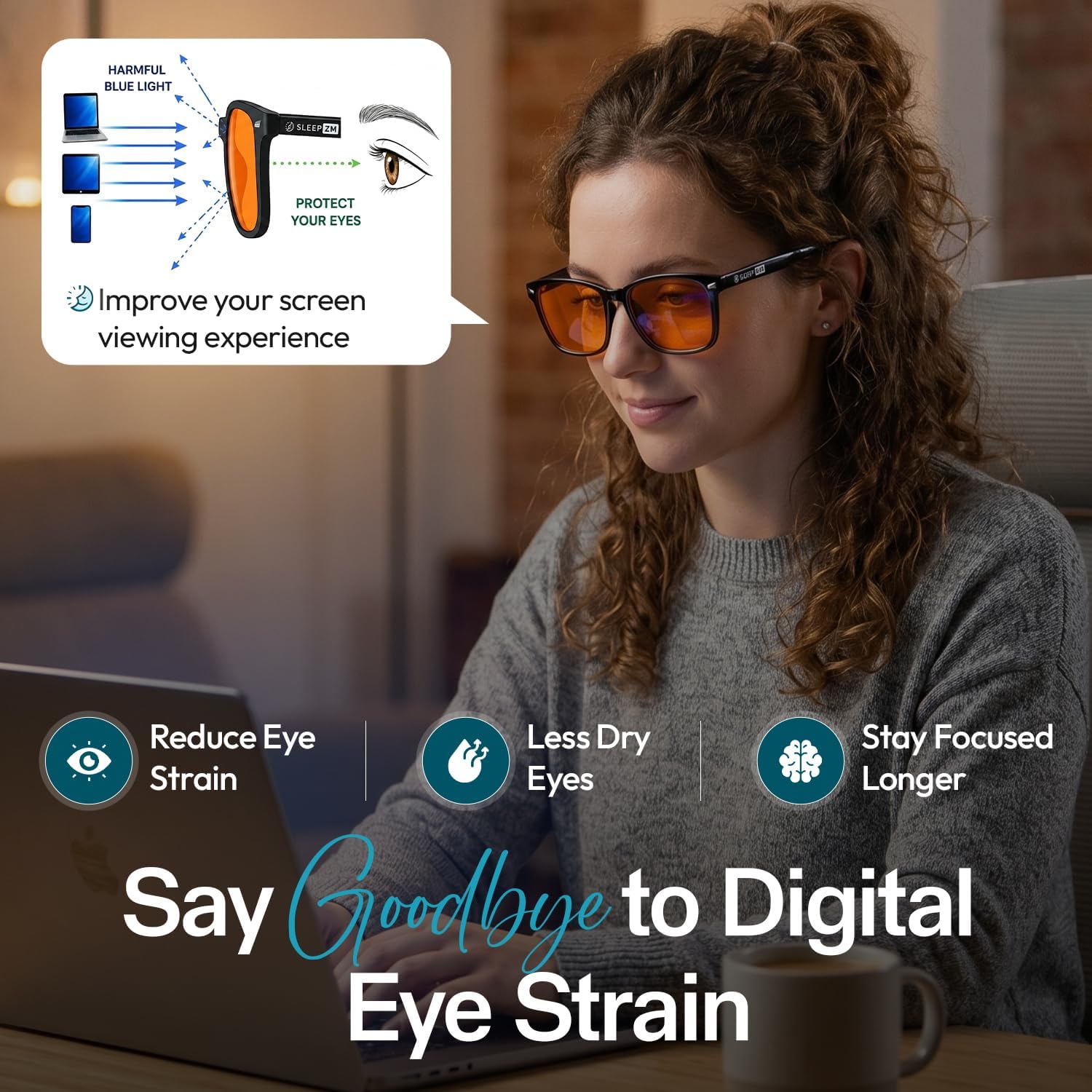 Blue Light Blocking & Light Sensitivity Glasses with 14 Lens Types