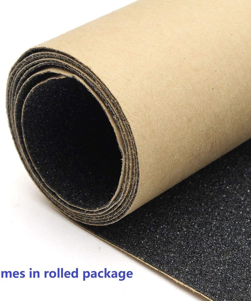 9" x 33" Black Skateboard Grip Tape Sheets 2 Pack (84x23cm) | Bubble Free, Waterproof, Griptape for Scooter Longboard