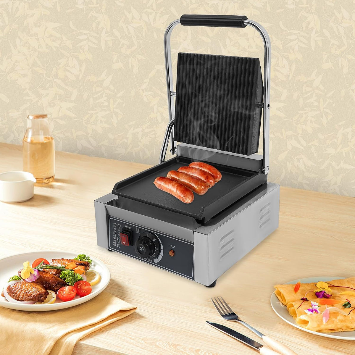 Commercial Sandwich Panini Press Grill,1800W 110V Panini Maker