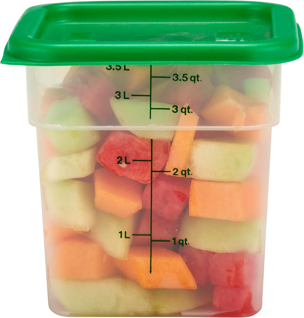 Food Storage Container with Lid (Microwave Safe and BPA-Free) - 2 Pack - Classic Series Square with Green Lid - 4 QT