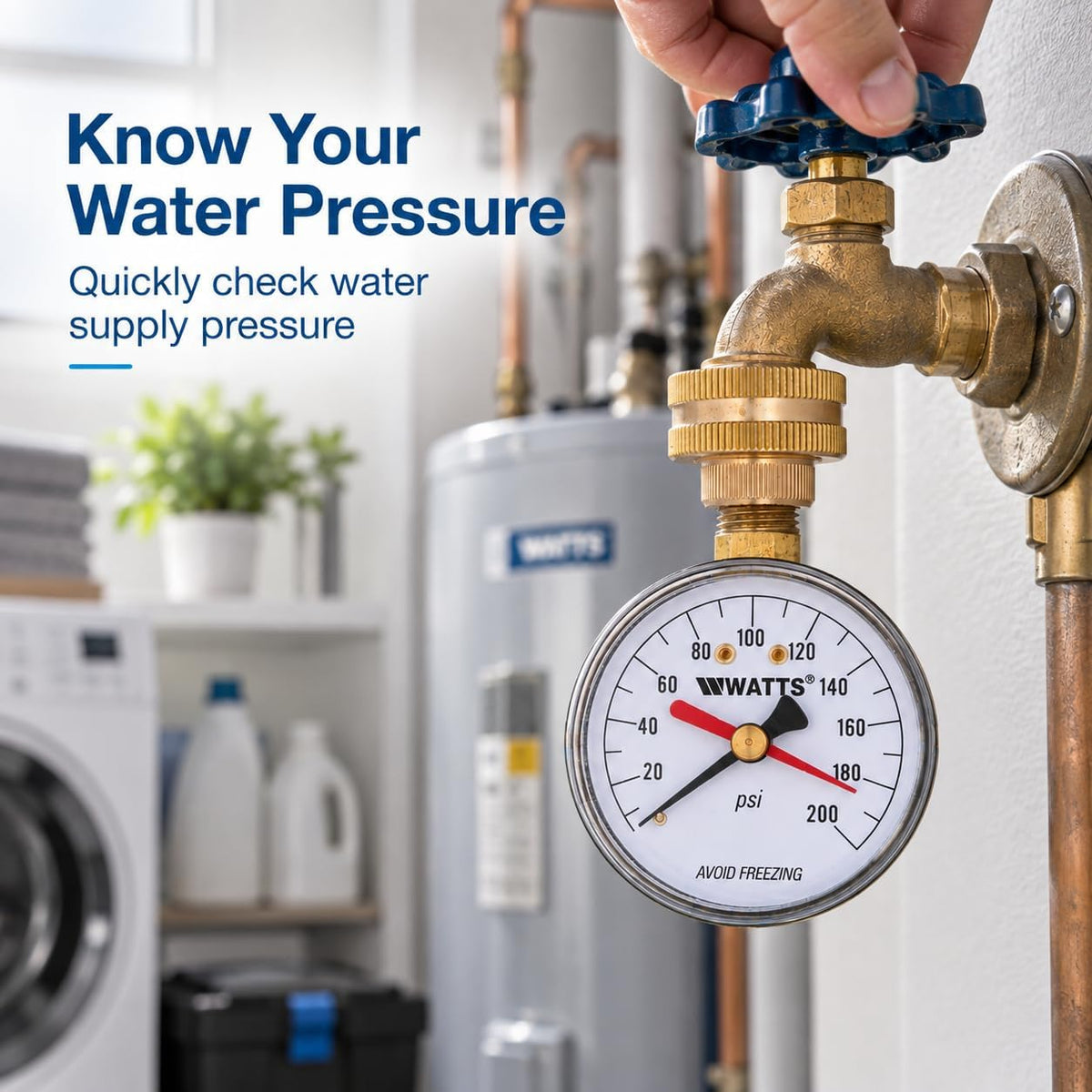 Watts Water Pressure Test Gauge 3/4" HT Hose Connection 0-200 psi