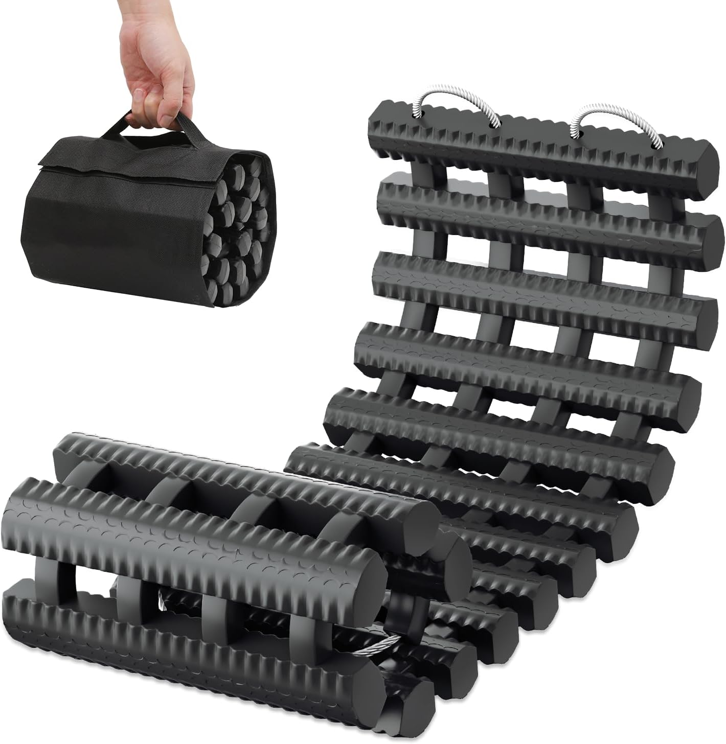 24" Tire Traction Mat, Heavy-Duty Recovery Board for Snow, Ice, Mud & Sand, Off-Road Vehicle Traction Tracks with