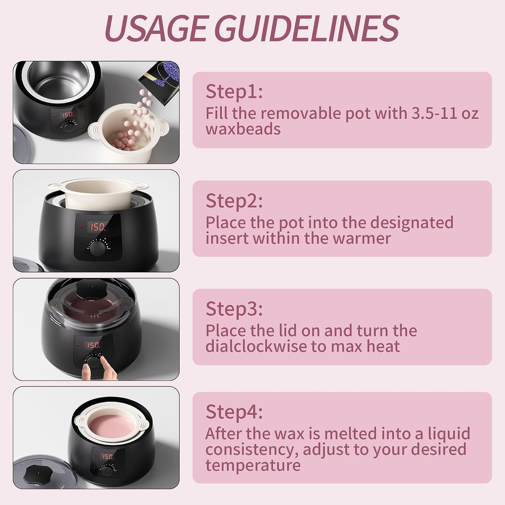 Wax Warmer, Wax Pot for Hair Removal | Wax Heater wax kit with Non-Stick Easy Clean Pot for Home or Salon.