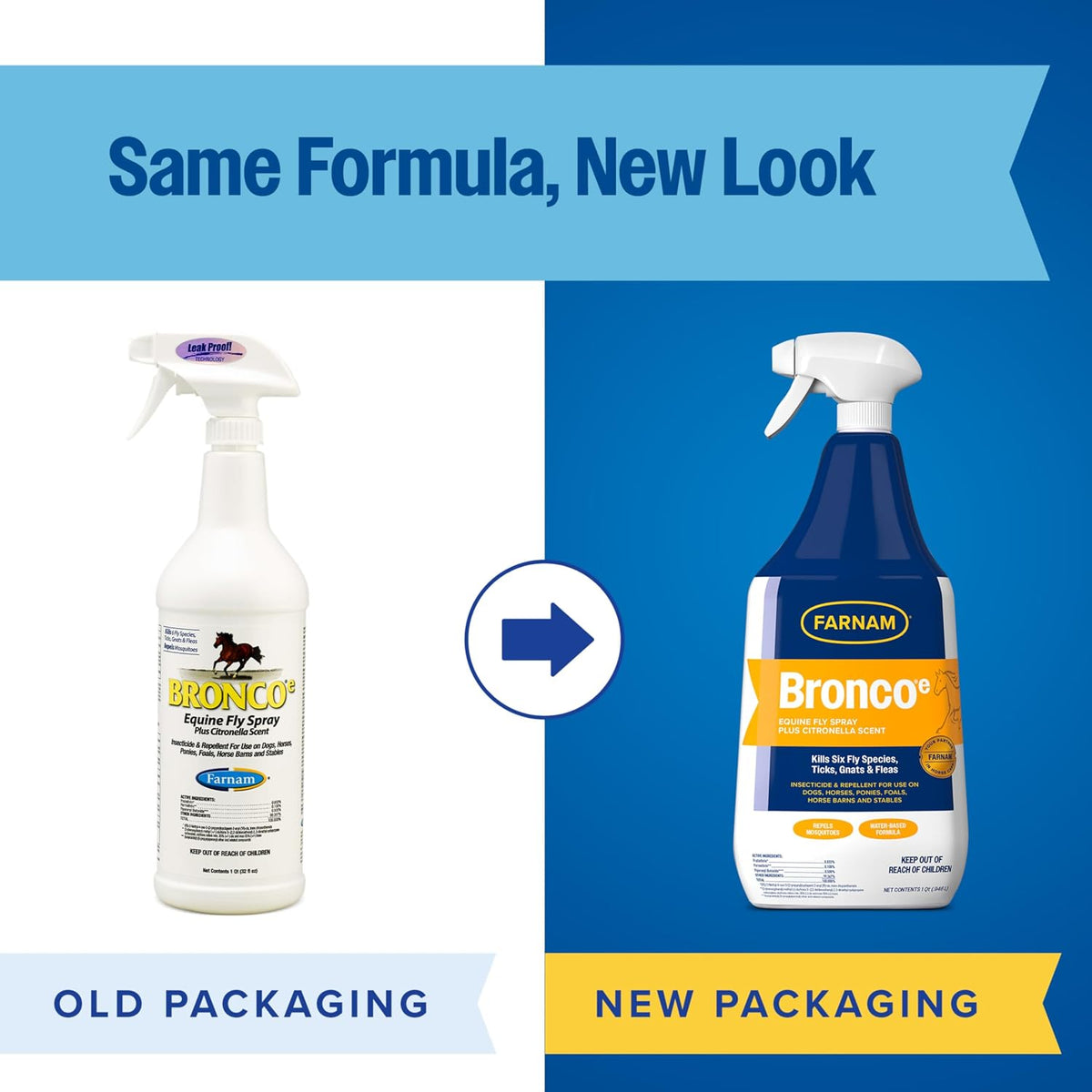 Broncoe Fly Spray Plus Citronella for Horses, Dogs & Premises, 32 oz