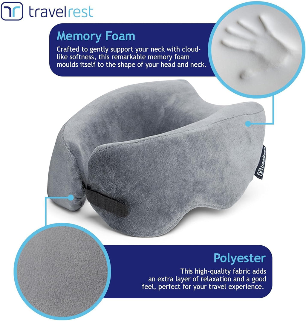 Sleep Neck Pillow Travel - Travel Essentials, Memory Foam, Neck Support Pillow for Long Flight, Plane Sleeping