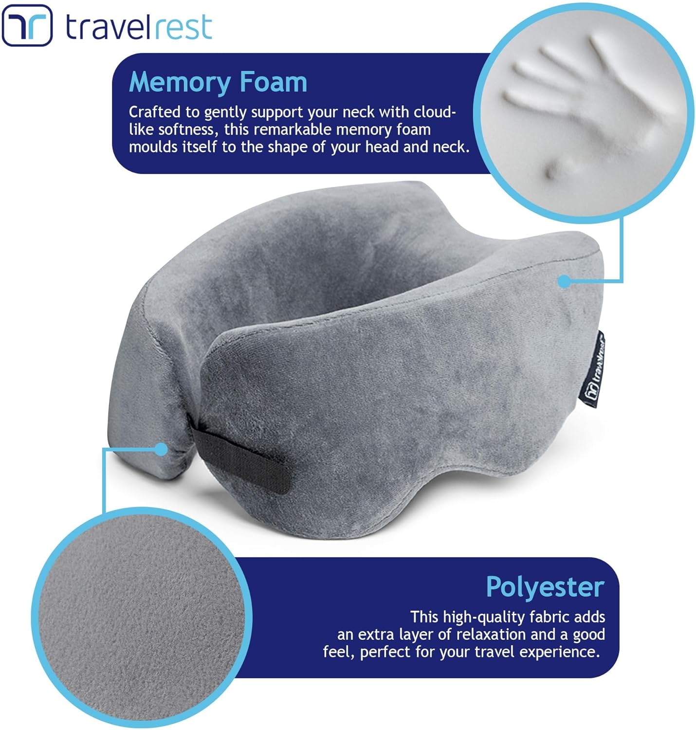 Sleep Neck Pillow Travel - Travel Essentials, Memory Foam, Neck Support Pillow for Long Flight, Plane Sleeping