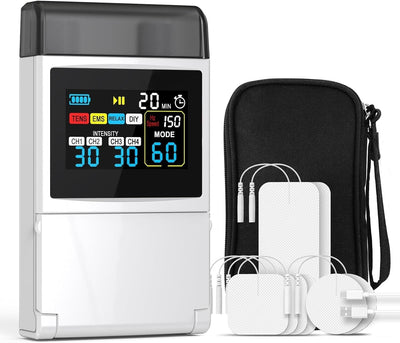 TENS Unit EMS Muscle Stimulator for Pain Relief, 4-in-1 TENS & EMS & Relax & DIY, 4-Channel 60 Modes 30 Intensity