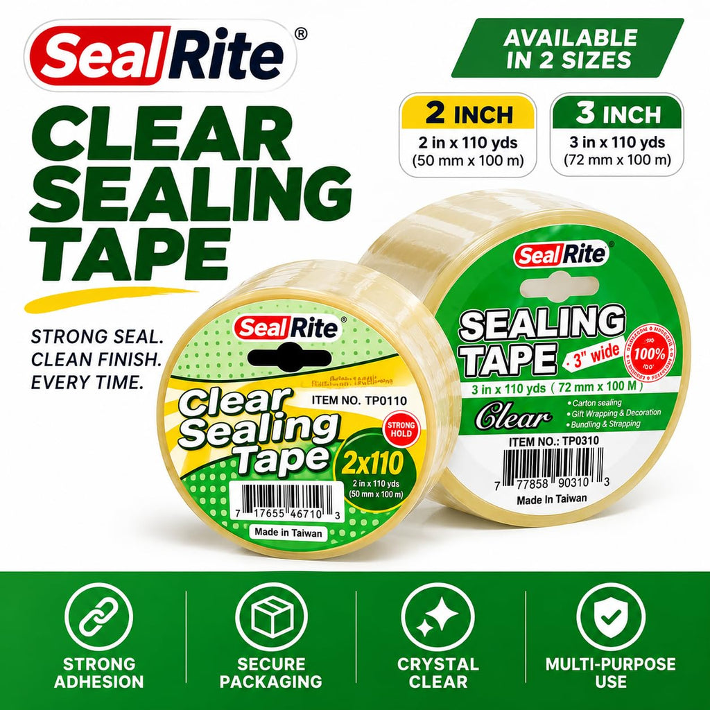 Heavy Duty Clear Packaging Tape, 2" x 110 Yards, 2.0 Mil, 4-Pack