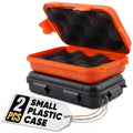 Small Waterproof Box, 2 Pcs, 4.92x2.95x1.53", Foam Insert (Black/Orange)