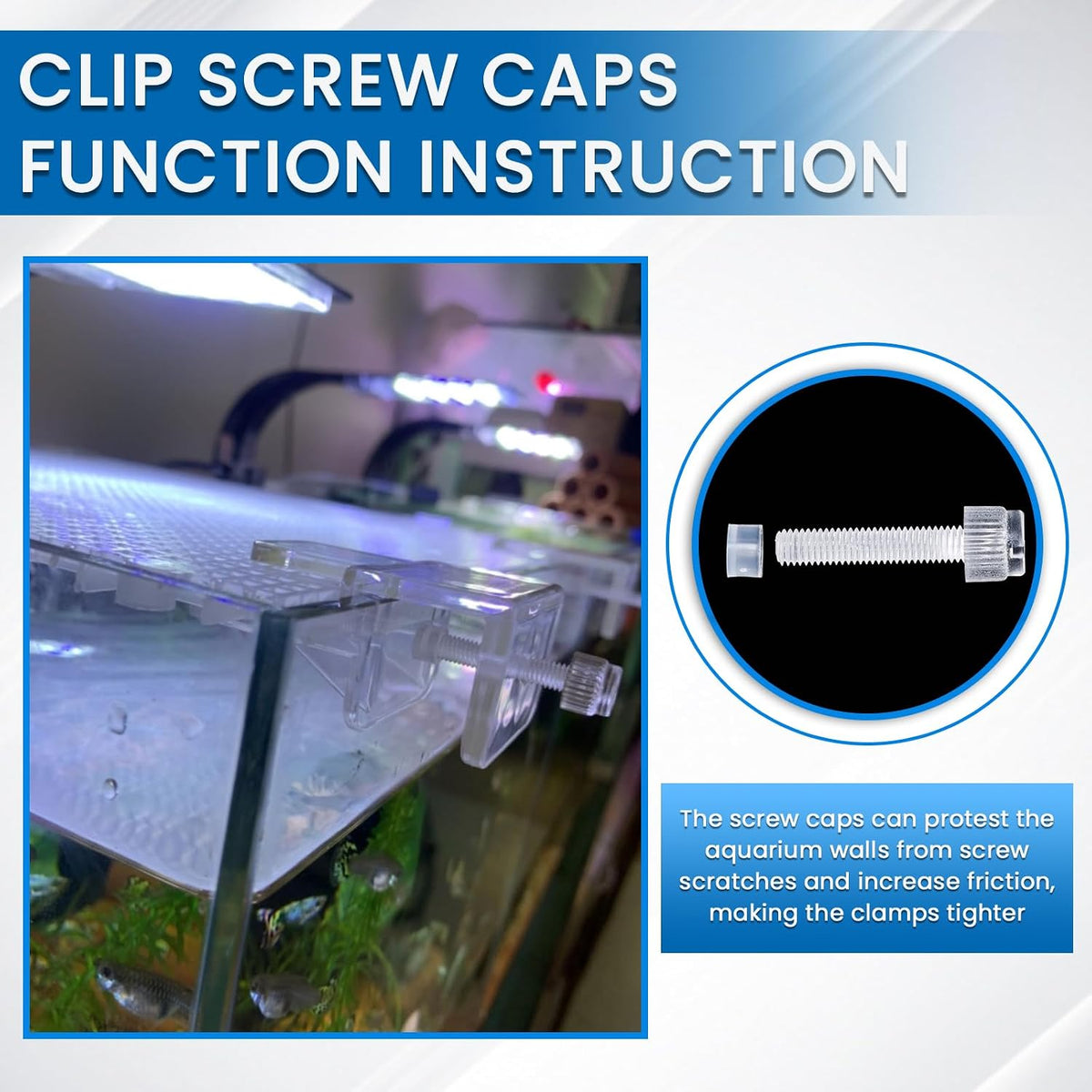 Aquarium lid Clips Fish Tank top Cover lid Support Holder Clip for Rimless or Rim Fish Tank (Transparent, 6pcs Fish