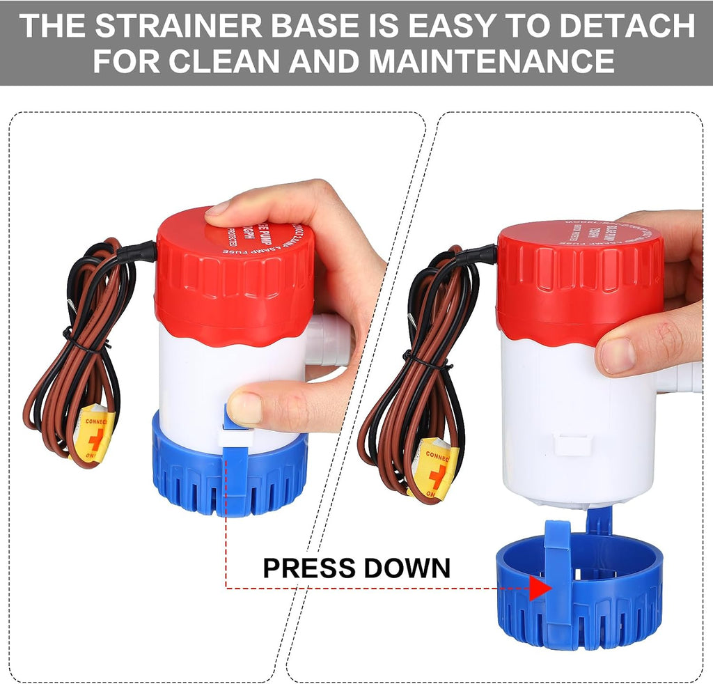Landhoow Bilge Pump 12V with Float Switch Bilge for Boats, 750 Gph