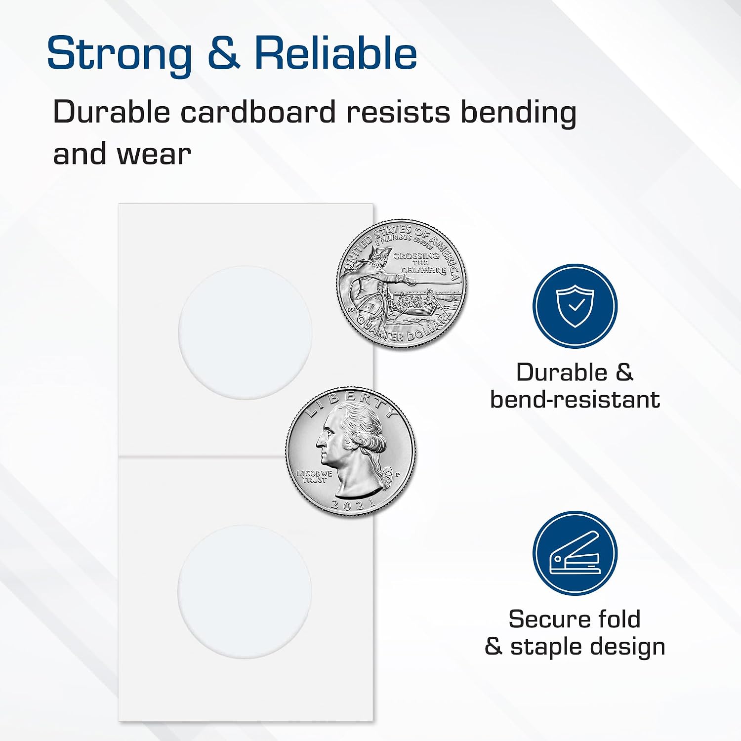 2x2 Coin Flips for Quarters – Bulk | Archival Coin Holders with Clear Polyester Window | Staple or Tape to Seal |
