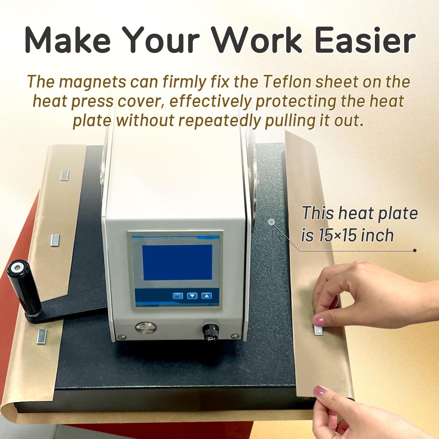 3 PTFE Teflon Sheets, XL 16 x 24" | 6 Magnets for Holding Heat Press, Suitable for iron shell heat press, Reusable