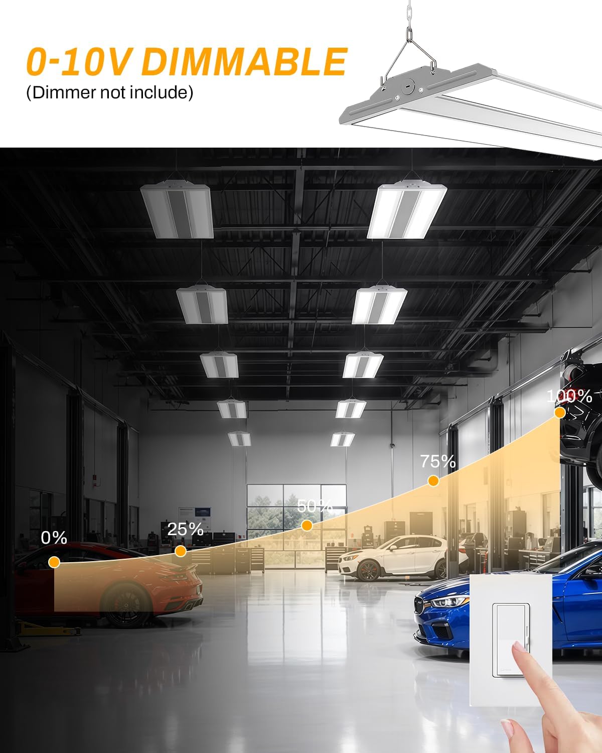 High Bay LED Shop Lights 4 Pack, Switchable 300W/240W/200W & 4000K/5000K