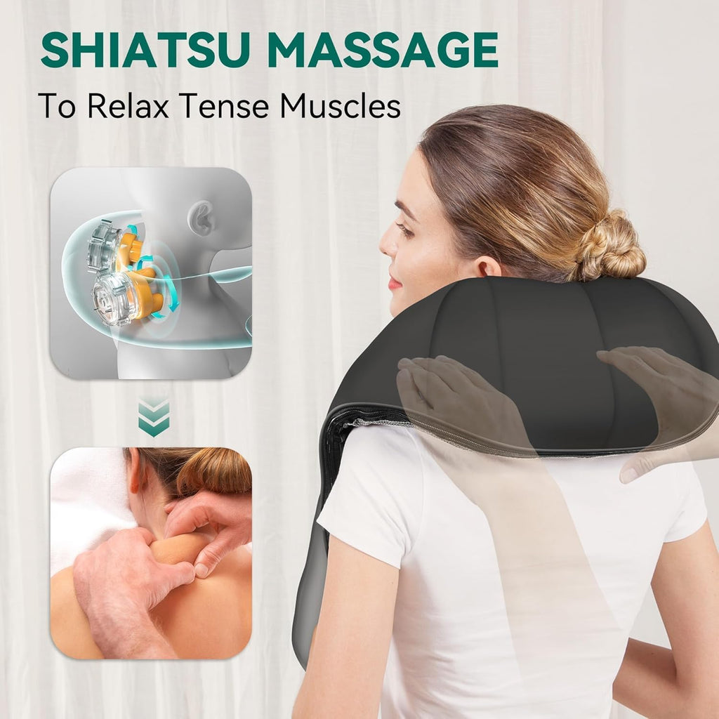 Cordless Massager - Shiatsu Neck and Shoulder Massager with Heat, FSA Eligible, Portable, Lumbar, Back Electric