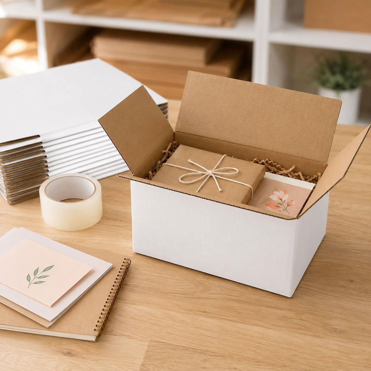 White Shipping Boxes 9x6x4 Inches Small Corrugated Cardboard Boxes, 25 Pack