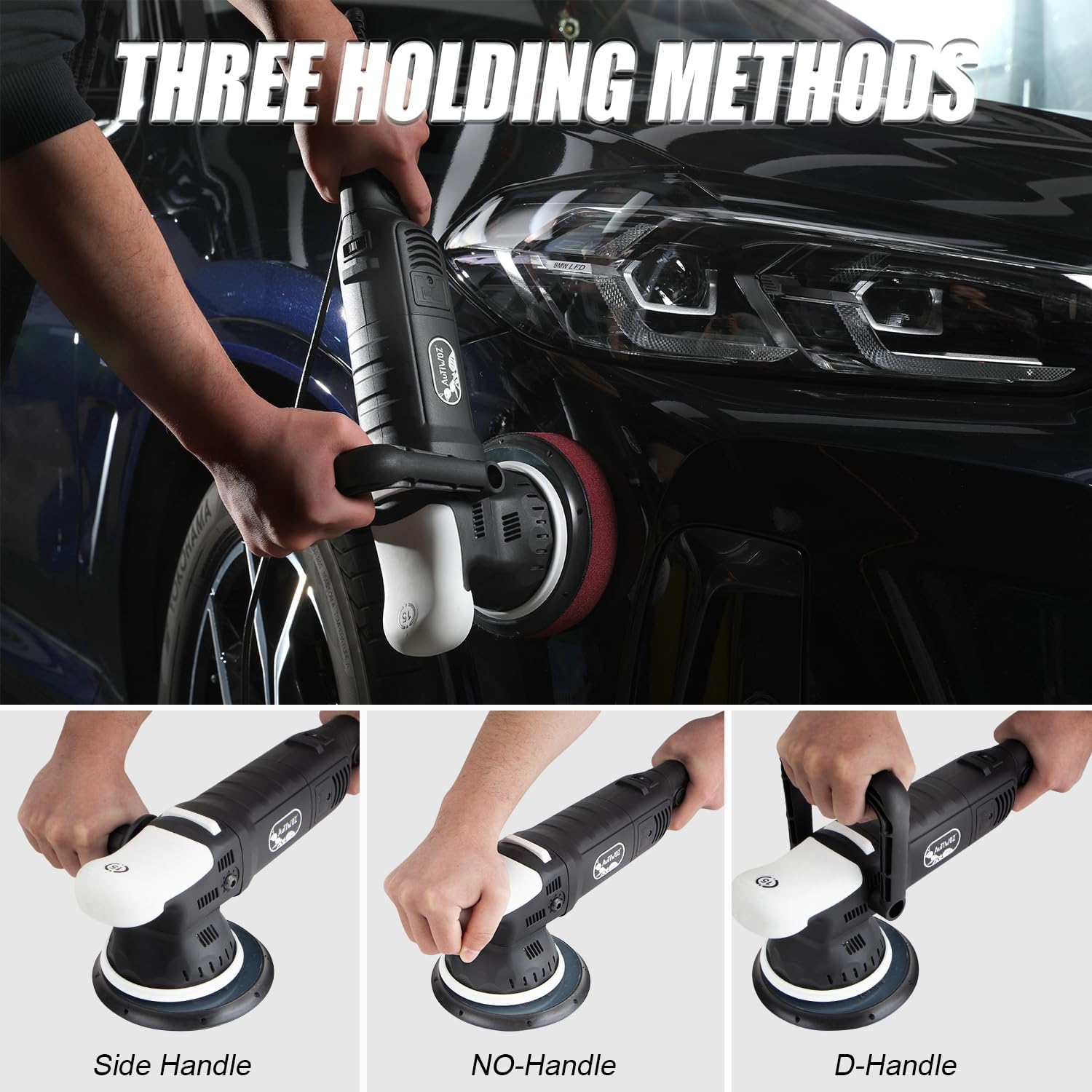 Car Buffer Polisher, 6-Inch Dual Action Polisher for Car Detailing, 15mm Random Orbital Car Polisher with 6 Variable