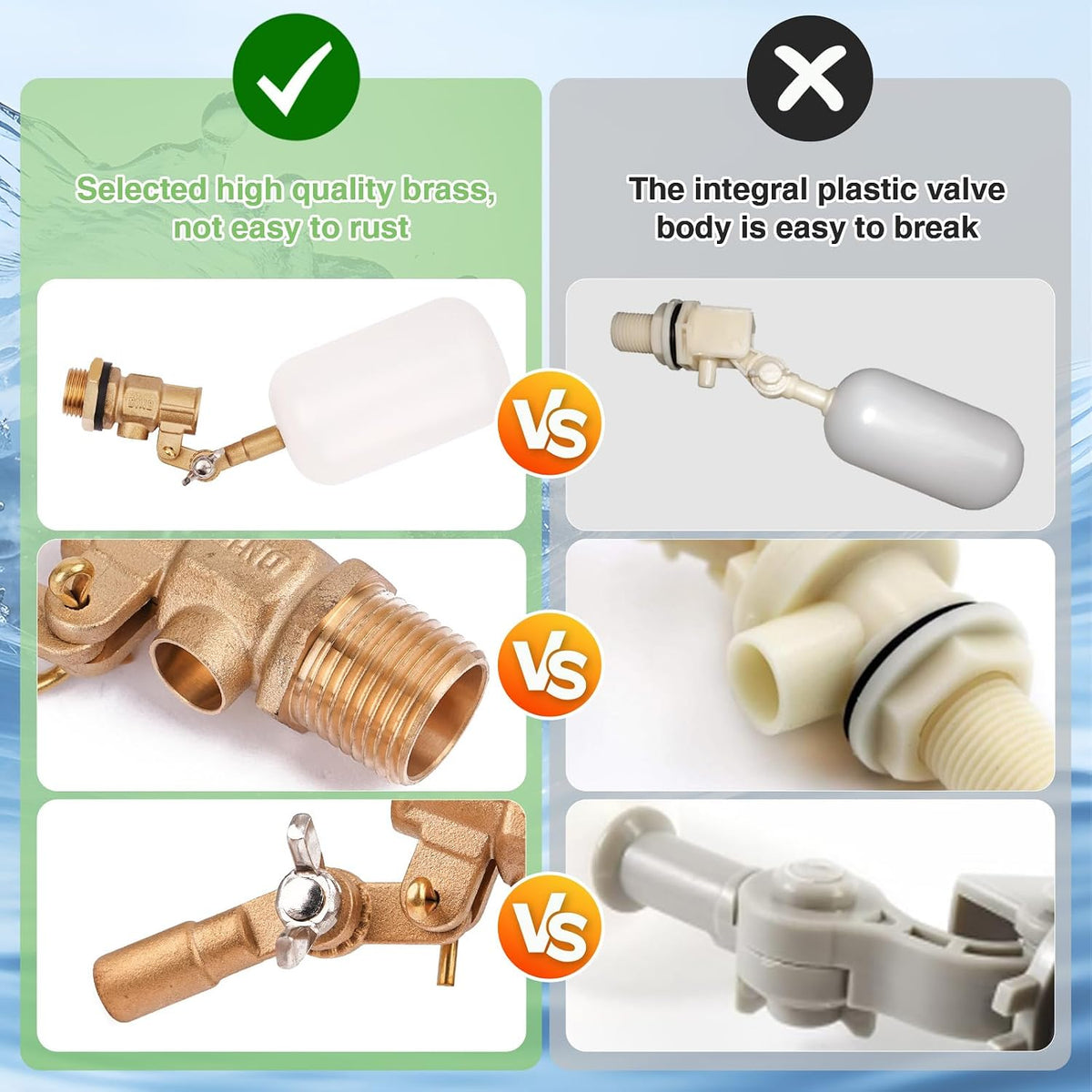 2 Pack 1/2 Inch Brass Water Float Valve Pool Auto Fill Float Valve