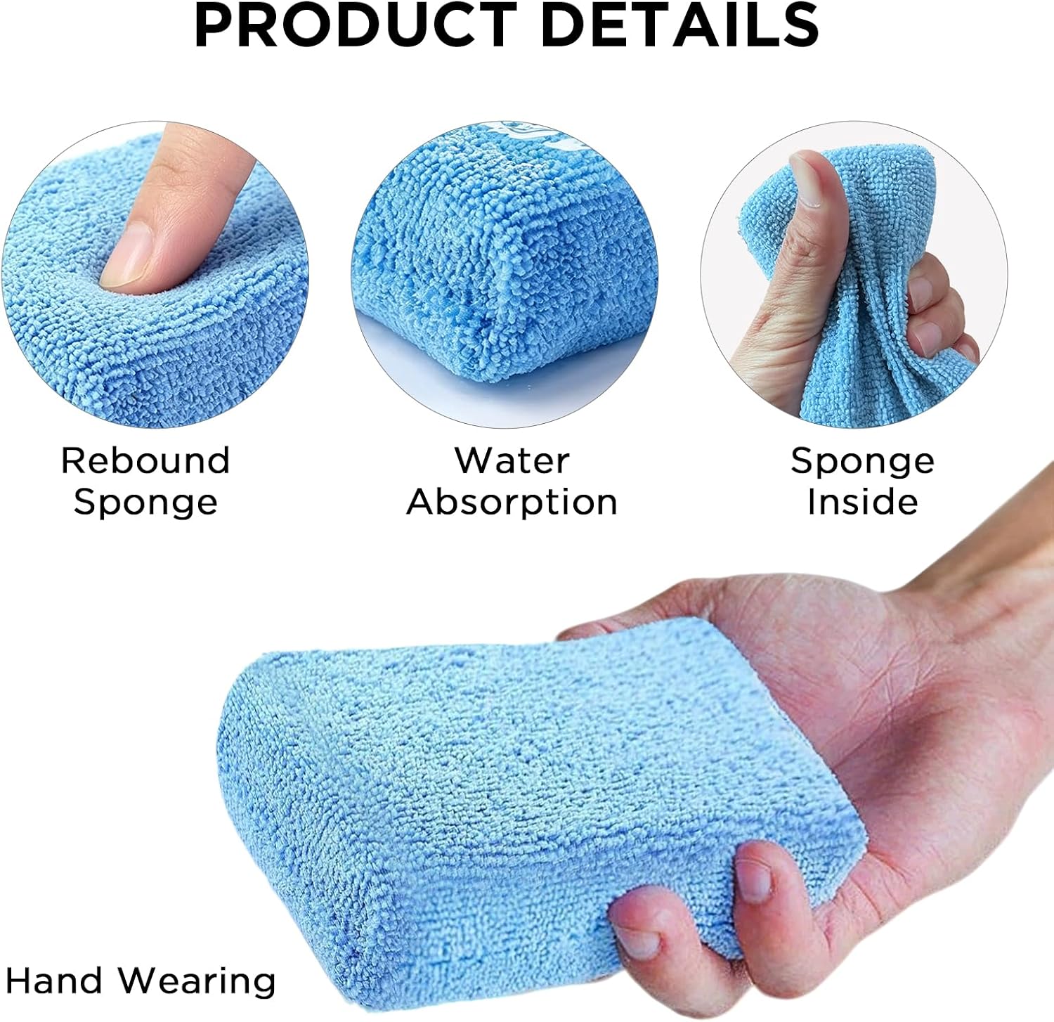 Autocare 10 Pack Car Wax Applicator Pad Rectangle Foam Premium Grade Microfiber Applicator Pads