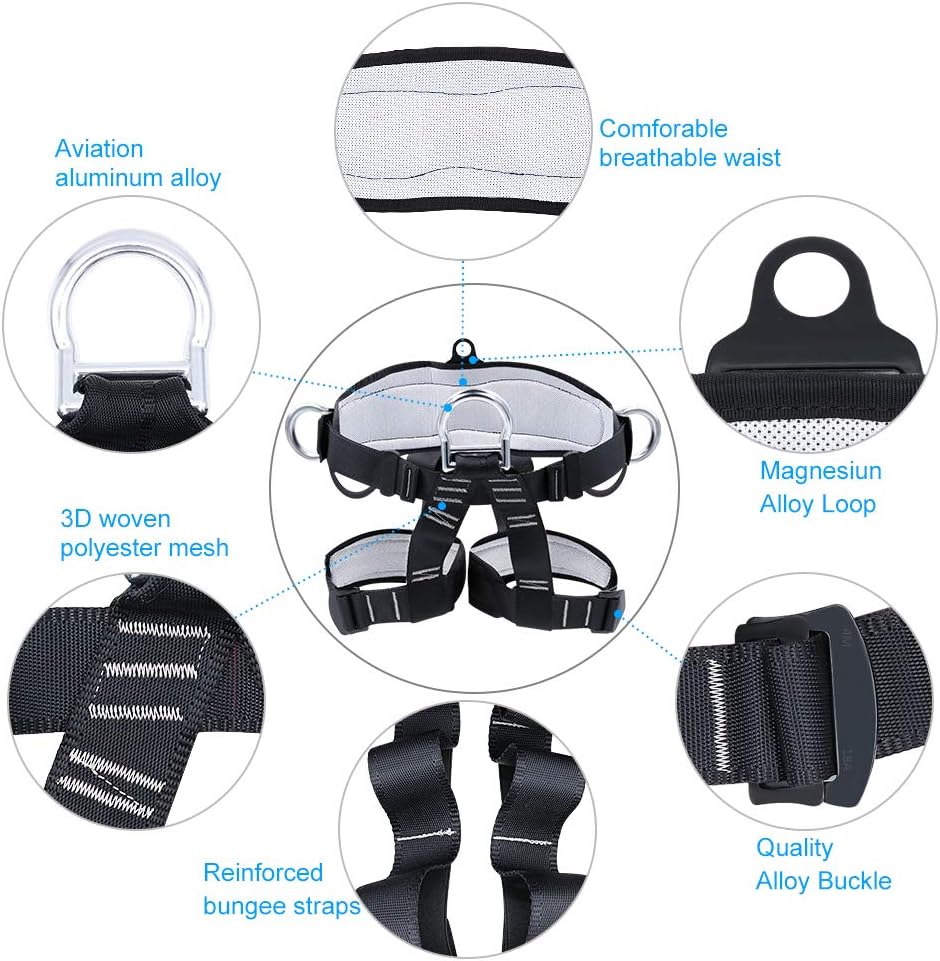 Thicken Climbing Harness, Protect Waist Safety Harness Gear, Wider Half Body Harness for Roofing Fire Rescuing Rock