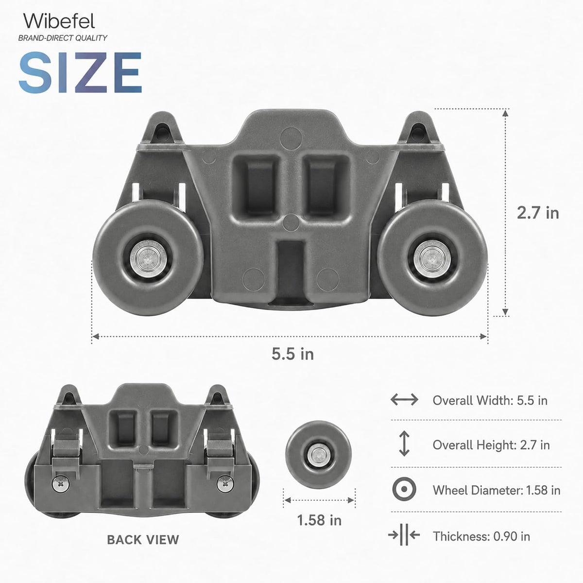 4 Pack Lower Rack Wheels for KitchenAid KDTM354ESS3 KDFE204ESS4 KDTE304GPS0 KDFE454CSS3 KDTE554CSS4 Dishwasher