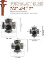 Black 5-way Side Exit Cross,Cast Iron Pipe Fitting Cast Iron Angle Pipe Fitting for Vintage Style DIY Projects/Furniture/Shelves (Pack of 1) (1/2 INCH)