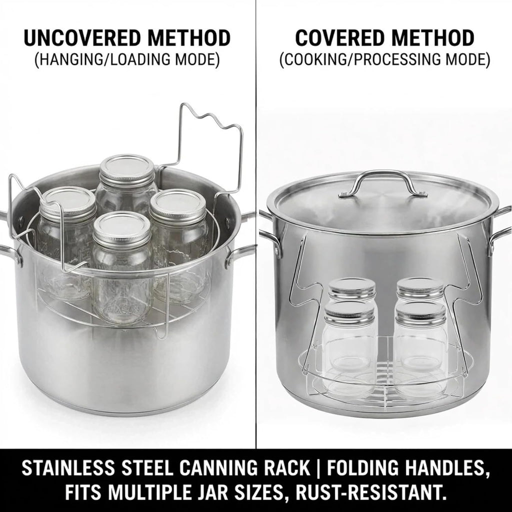 Stainless Steel Canning Rack with Jar Lifter Tongs, 11 Inch, 2-Piece Set