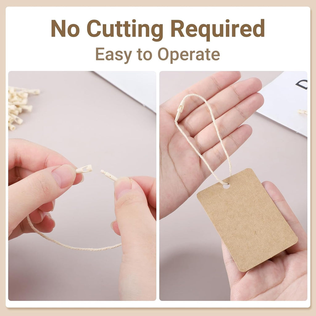 Gift Tags with String Attached, 100 Pcs 1.9"x3.1" Brown Sale Price Tag, Rectangular Blank Kraft Paper Bags Marking