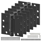 6 Pack Self Closing Door Hinges, 4.5" x 4.5" Spring Loaded Hinges