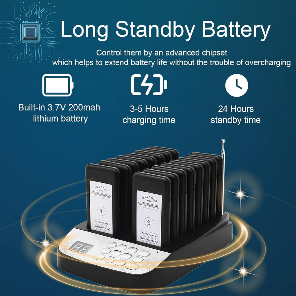 Restaurant Pager System, Pagers for Restaurants 1640ft Range, Waterproofs