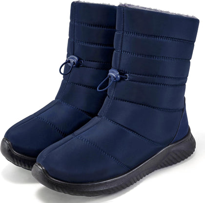 Womens Winter Snow Boots Waterproof Warm Fur Lined Mid Calf Comfortable Non Slip Booties for Outdoor Walking