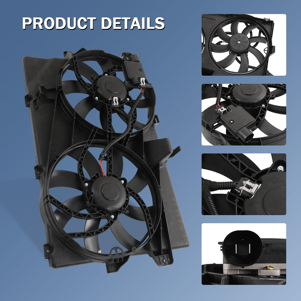 Dual Radiator Cooling Fan Assembly Compatible with 2007-2015 Ford Edge