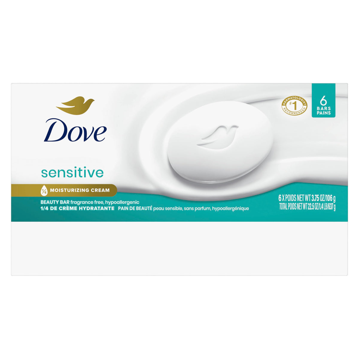 Beauty Bar Soap Sensitive, 3.75 oz 6 Bars