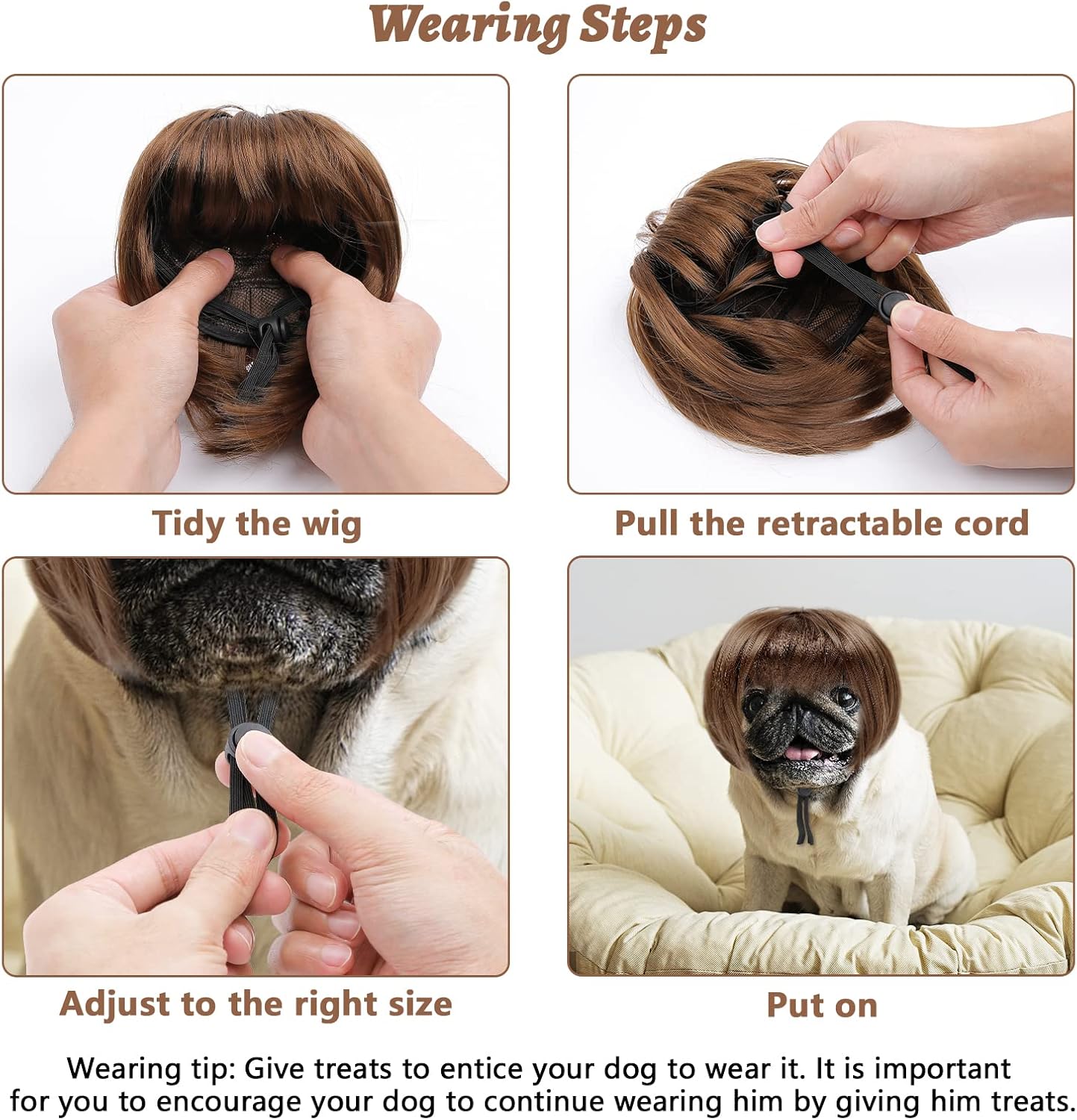 Dog Costume Cat Apparel Dog Toys Curly Braids Headgear Wigs Styling Cute Funny Pet Hair Accessories Decoration for