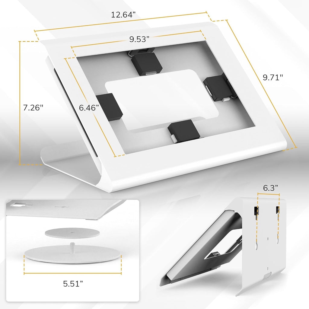 iPad & Tablet Kiosk Stand, Anti-Theft Secure Enclosure for 10.2"–11" iPad & Samsung Tablets, Countertop or Wall