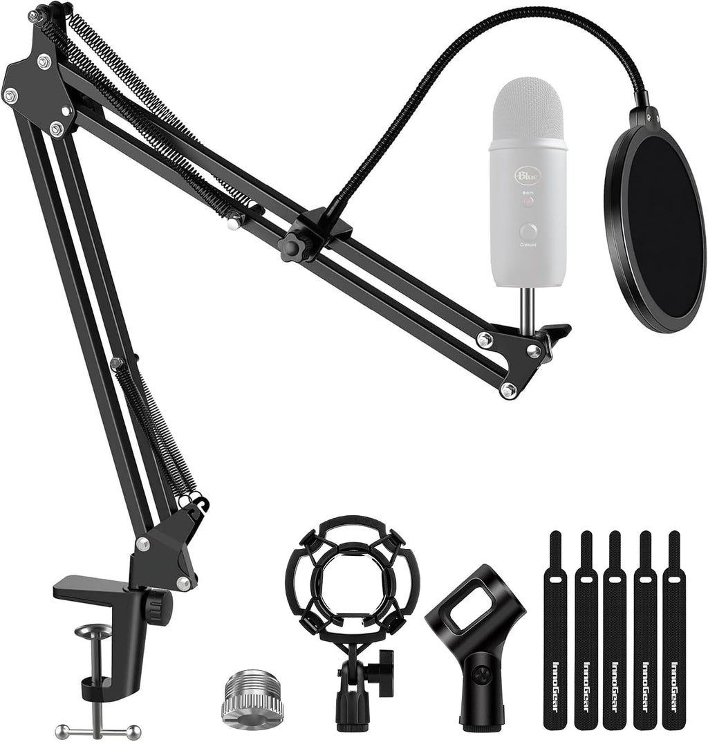 Microphone Stand Mic Boom Arm for Blue Yeti HyperX QuadCast S SoloCast Snowball Fifine K669B and other Mic, with