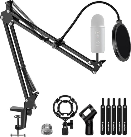 Microphone Stand Mic Boom Arm for Blue Yeti HyperX QuadCast S SoloCast Snowball Fifine K669B and other Mic, with