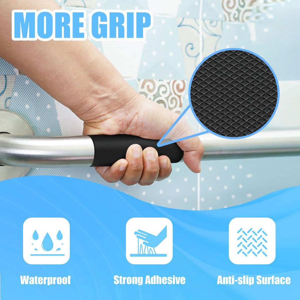 Rubber Grip Tape, Ultra-Thin for Handles & Tools (2In x 10Ft, Black)