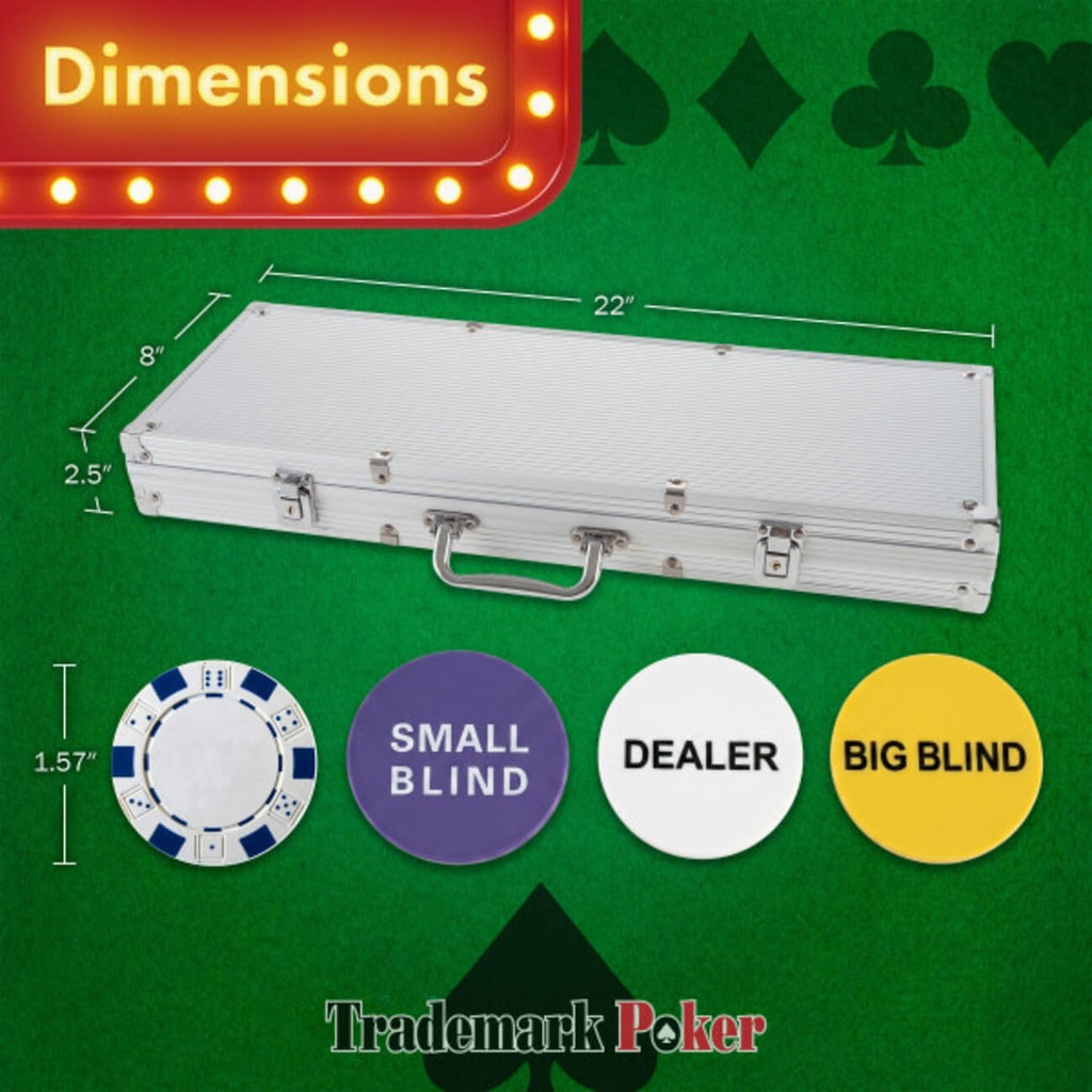 Poker Chip Set - 11.5g Poker Set with Cards, Buttons, Carrying Case, and 500 Poker Chips for Texas Hold'em and