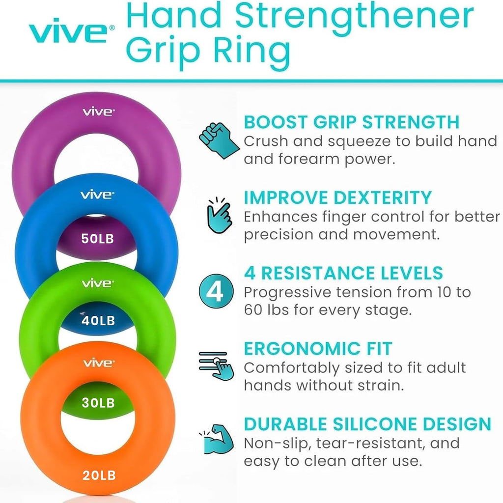 Hand Strengthener Grip Ring - Forearm Ring Hand Exercisers - Silicone