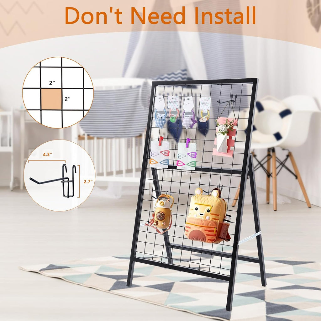 Metal Grid Wall Panels, Black Wire Grid Panel, Gridwall Display Stand, Heavy Duty Gridwall Panels for Retail Display