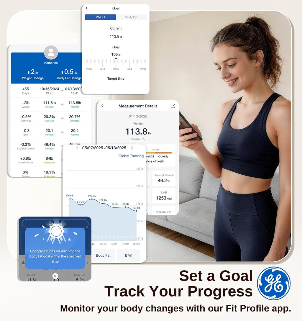 Smart Scale for Body Weight, Body Fat, BMI, 3-in-1 LED Dislpay, 11-inch | 14 Body Composition Analyzer Digital