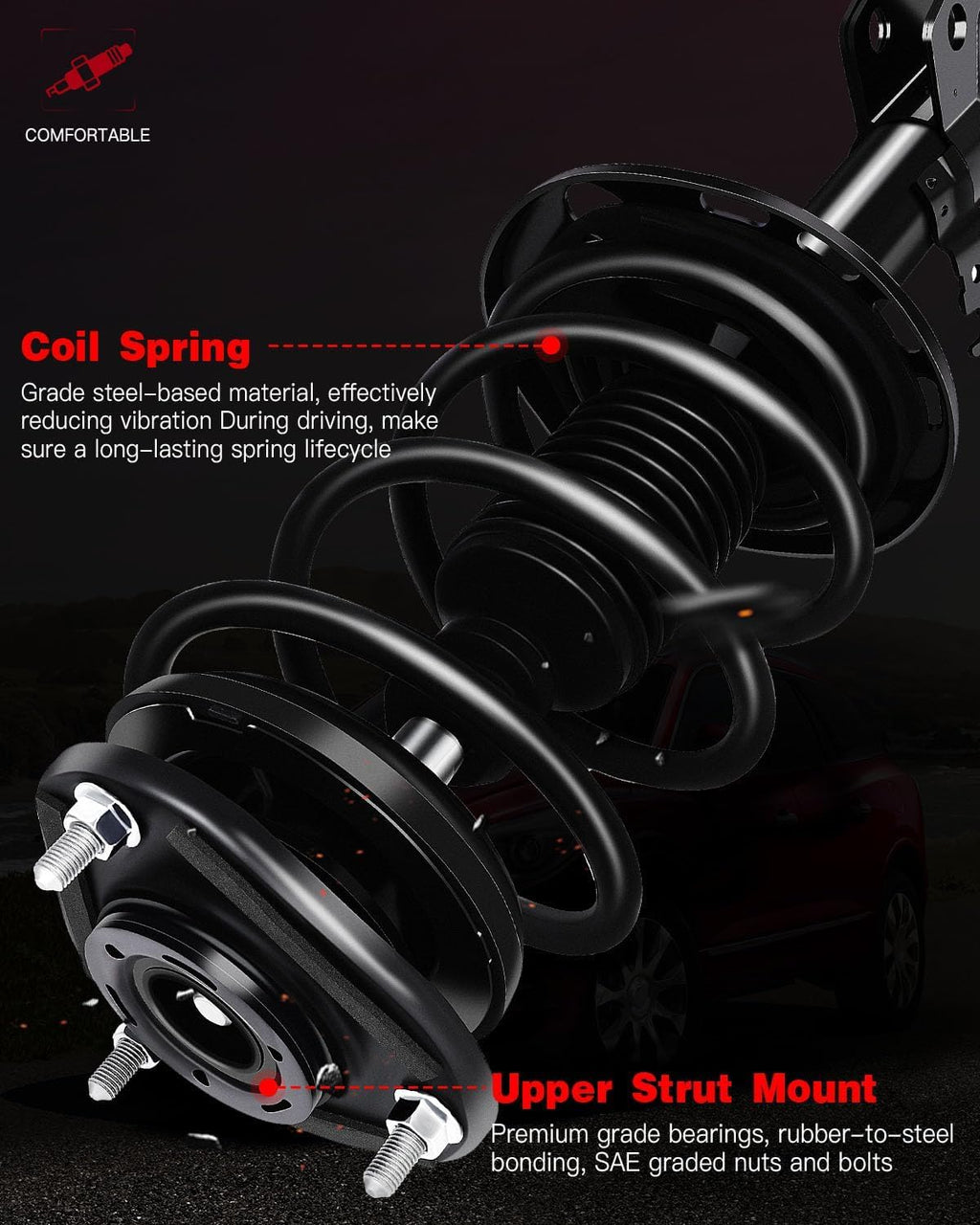 GDSMOMTU Strut Shock Assembly Fit 2014-2019 for Toyota for Corolla 1.8L