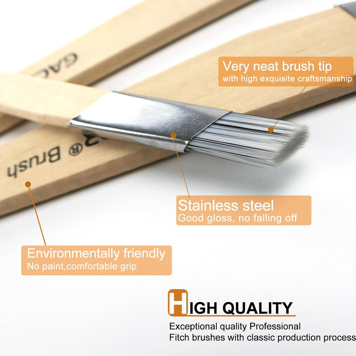 Slant Lining Fitch Trim Paint Brushes, Pack of 6, 0.5", 0.75", 1"