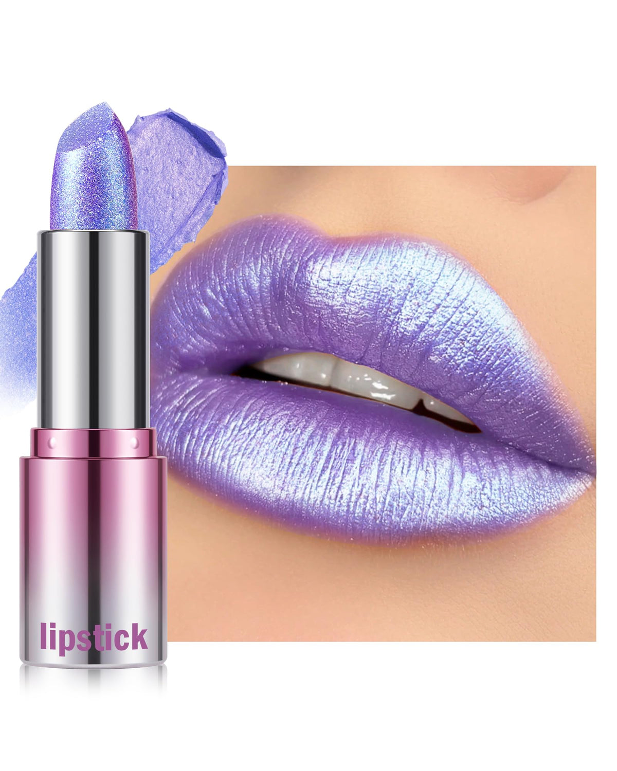 Metallic Shimmer Lipstick, Glitter Lip Gloss, Waterproof Lipgloss for Women
