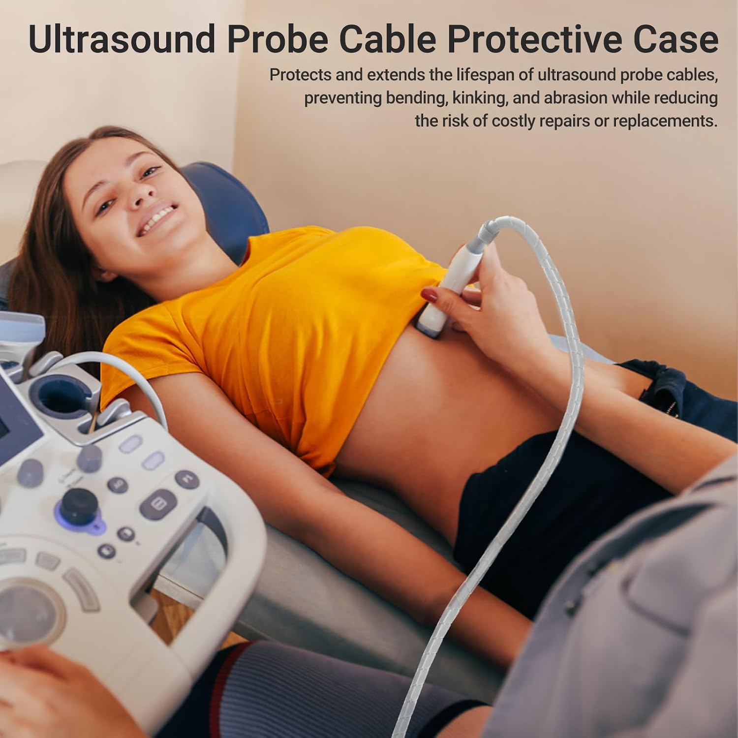 Ultrasound Probe Cable Protective Case, Durable Cover for 1/2" Circumference Cables, 23ft Length